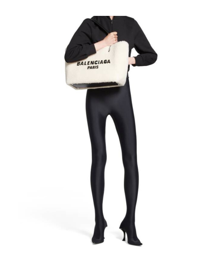 Balenciaga Duty Free Medium Shearling Tote Bag In Neutrals
