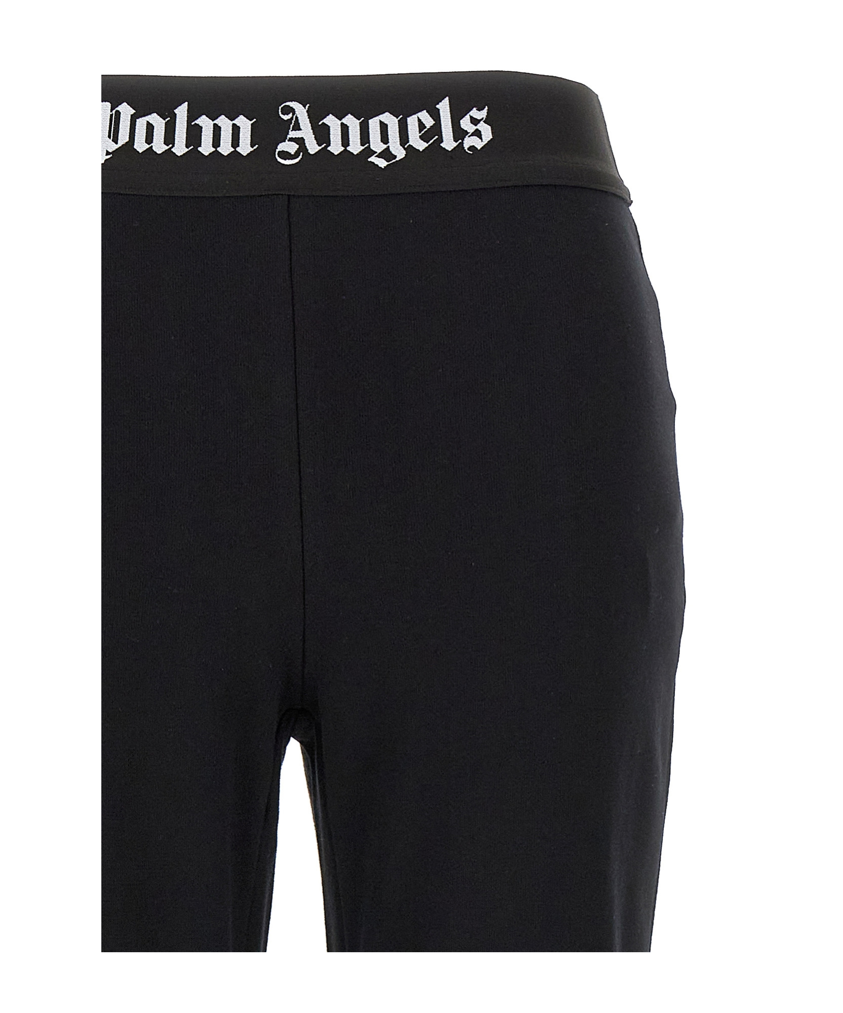 Shop Palm Angels Logo-waistband Flared Leg Pants In Black