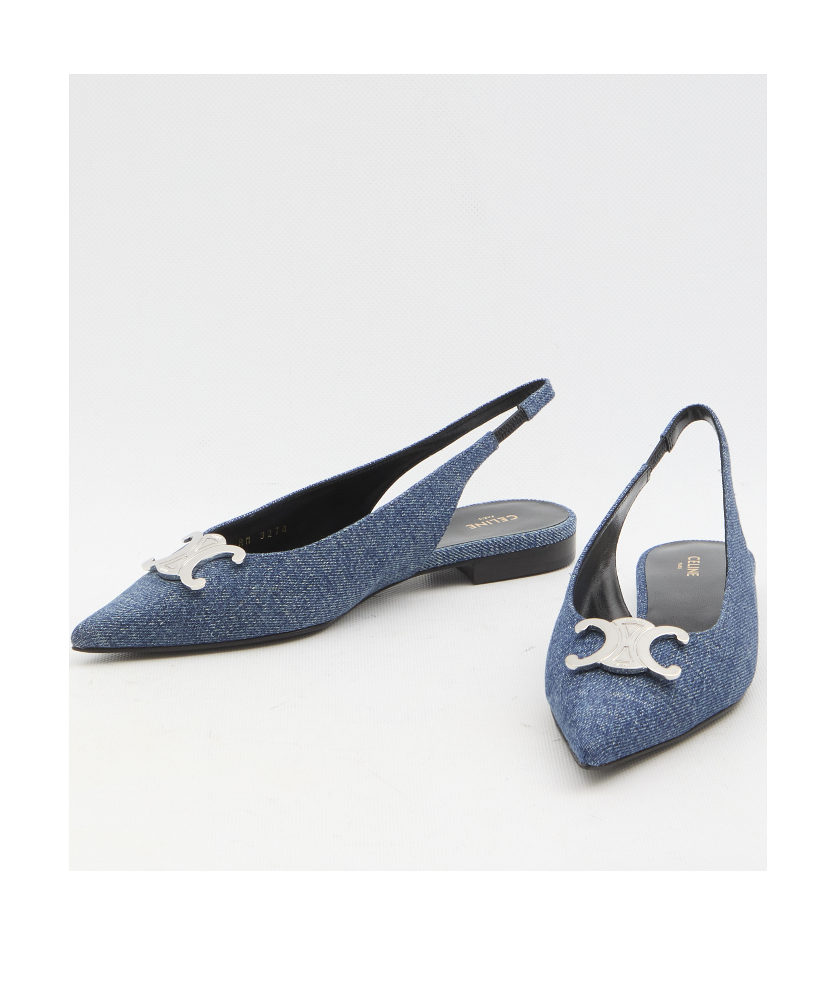 Celine Triomphe Flats In Blue