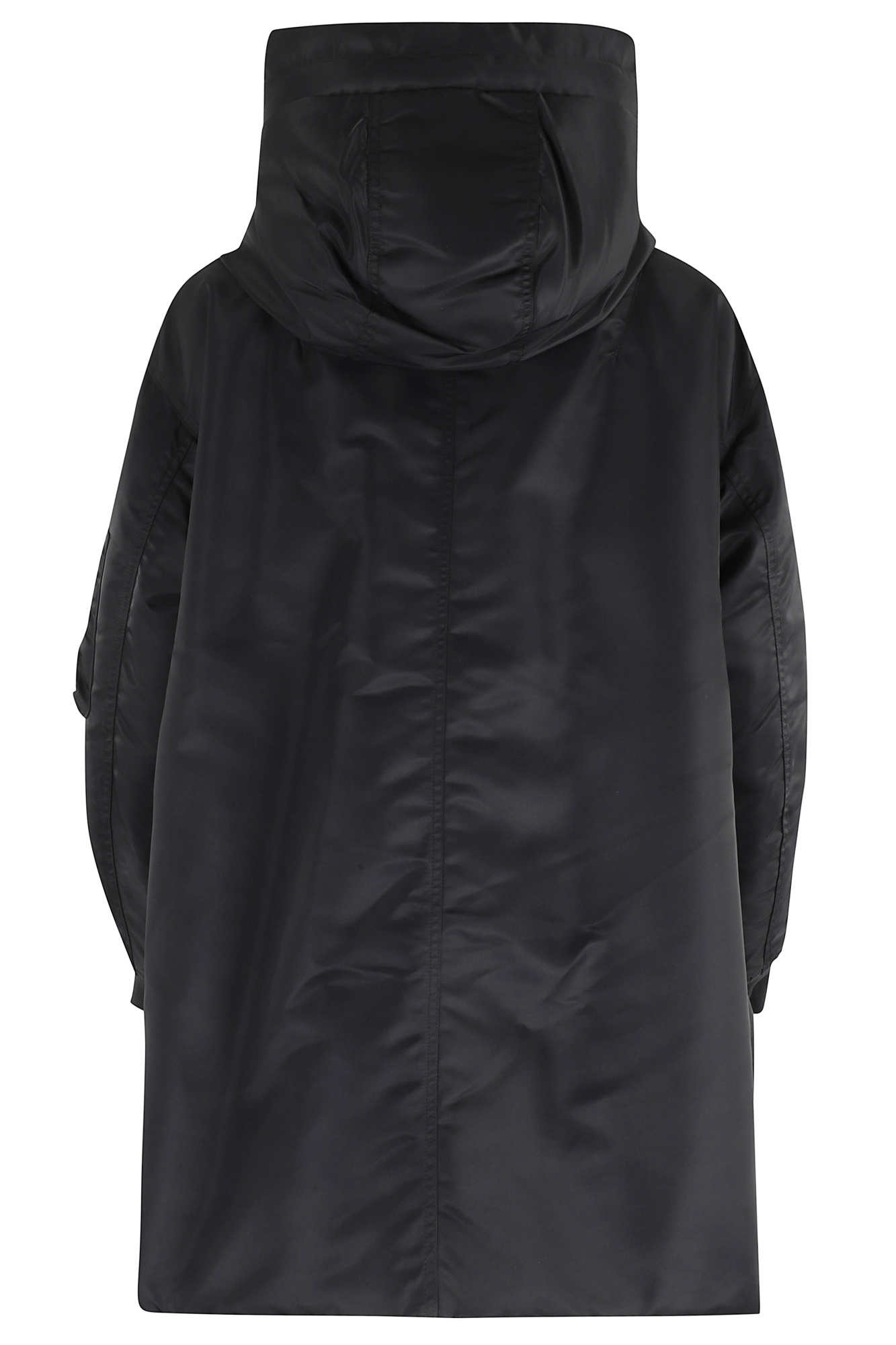 Aspesi Hooded Jacket With Arm Pocket And Drawstring In Black
