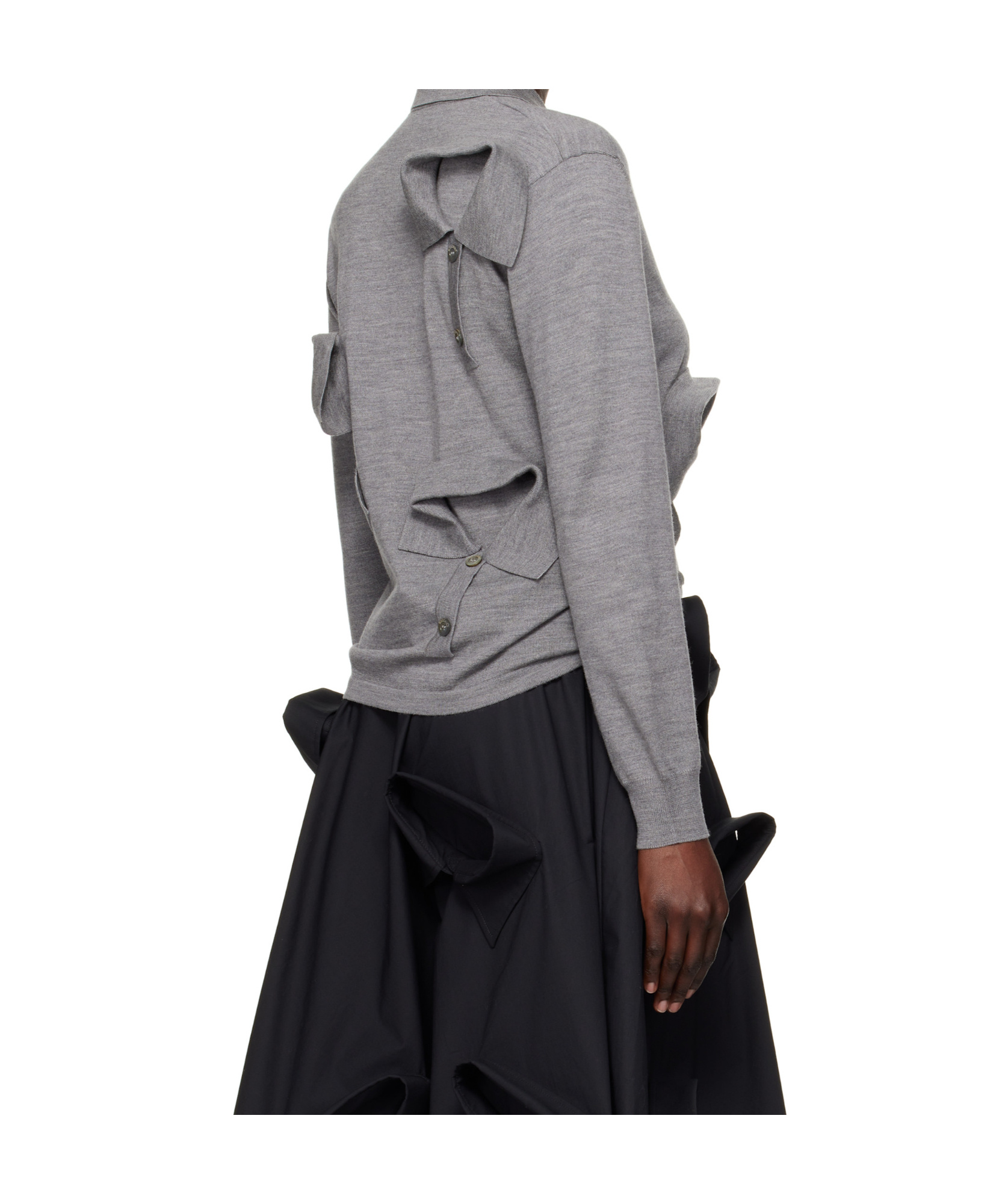 Moschino Gray Multi Collars Polo In Black