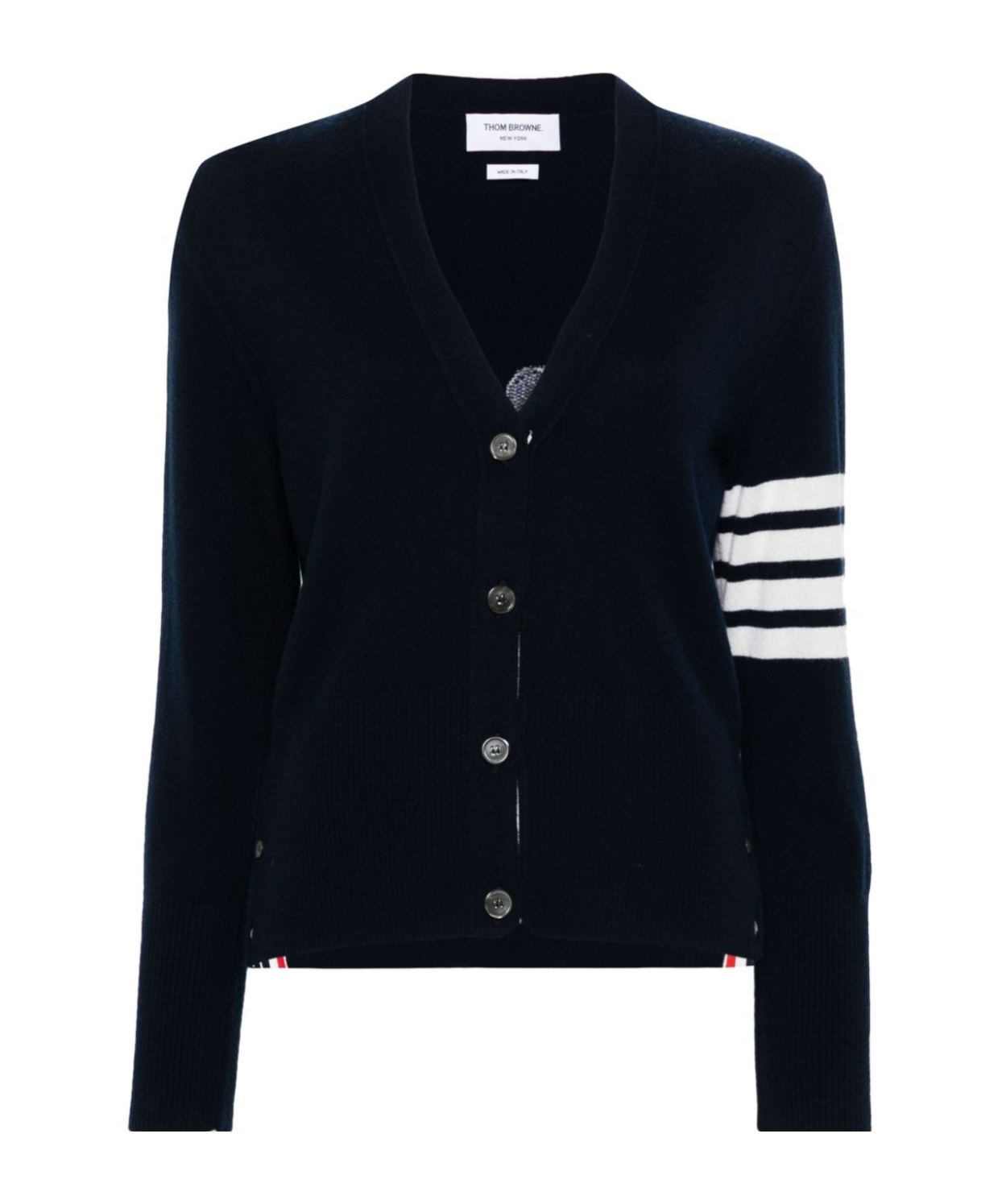 Thom Browne 4-bar Stripes Cashmere Cardigan In Black