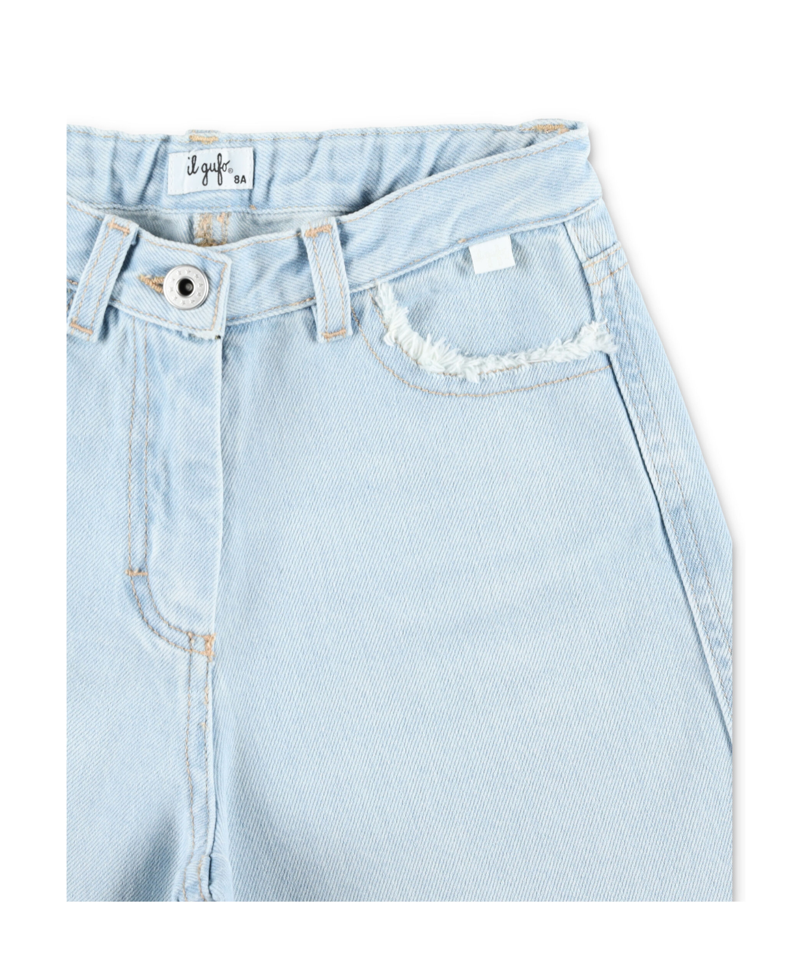 Shop Il Gufo Denim Shorts With Belt Loops In Blue