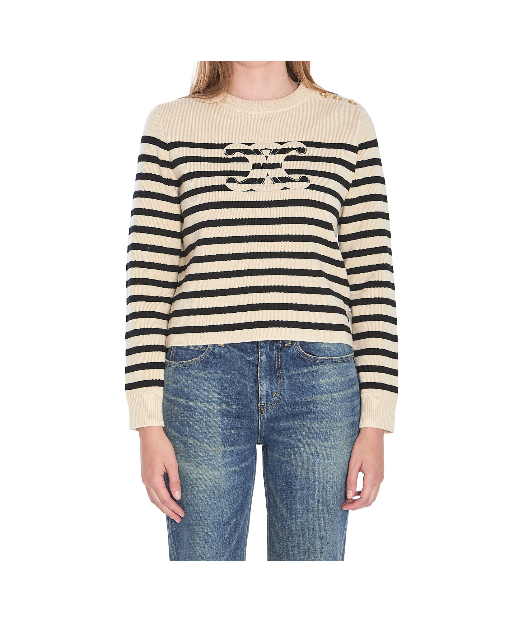 Celine Women Triomphe Cashmere And Wool Sweater