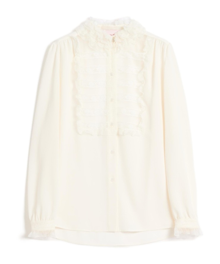 Valentino Bluse Aus Georgette Frau Elfenbein 50 In Ivory