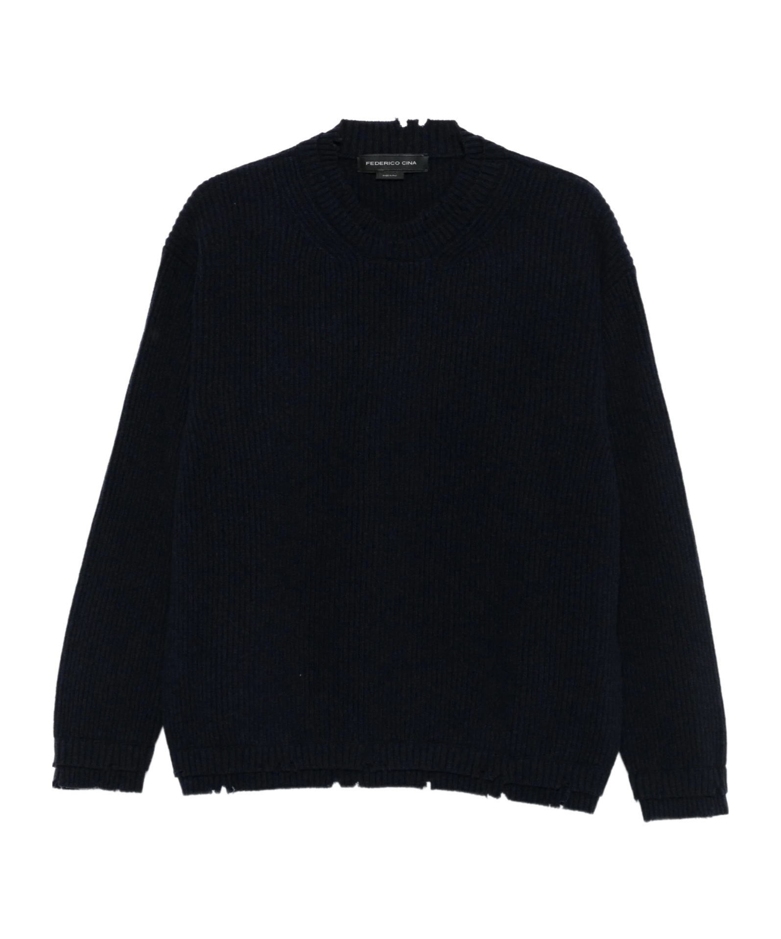Federico Cina Round-neck Wool Sweater In Black