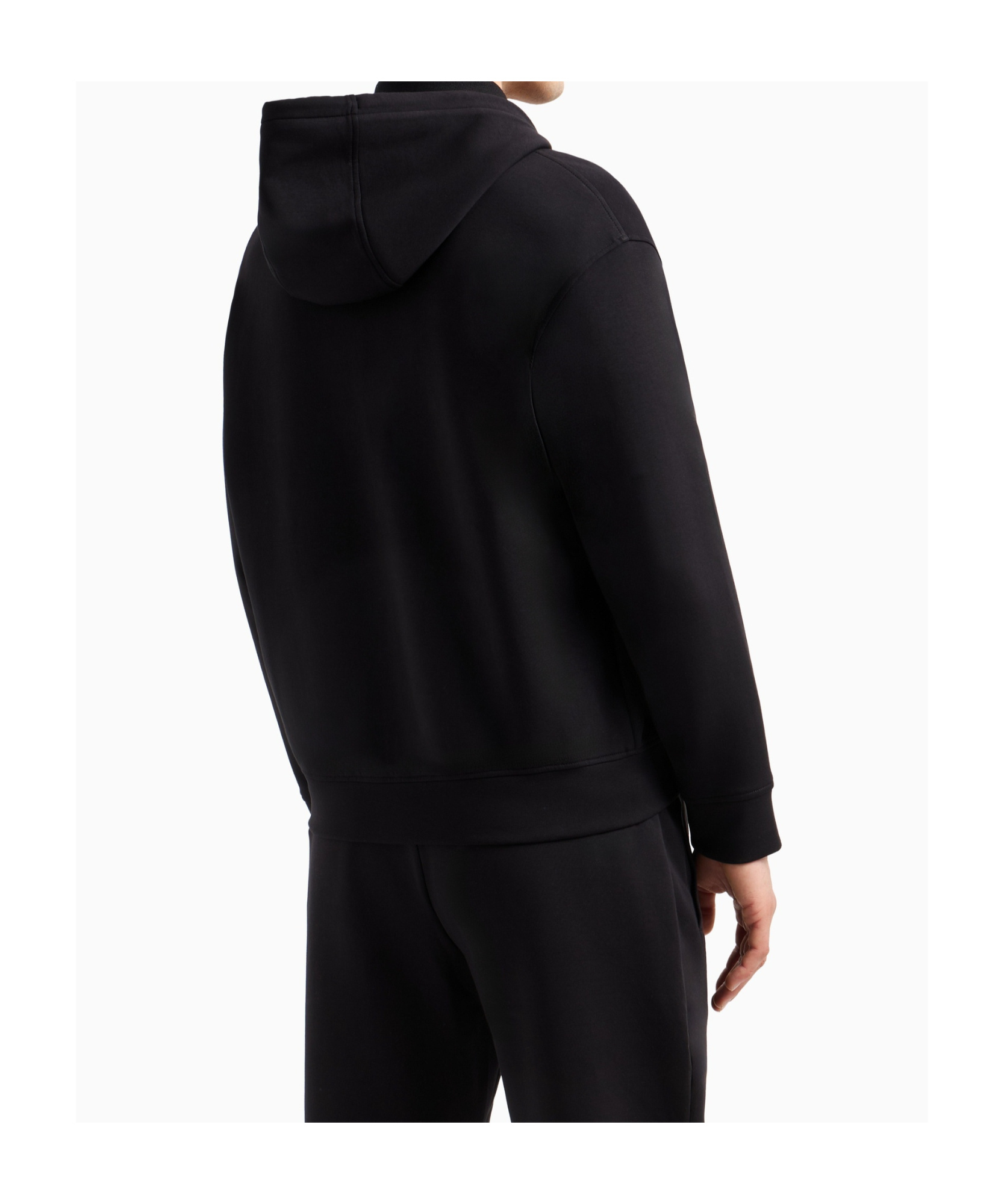 Emporio Armani Long-sleeved Hooded Hoodie In Black