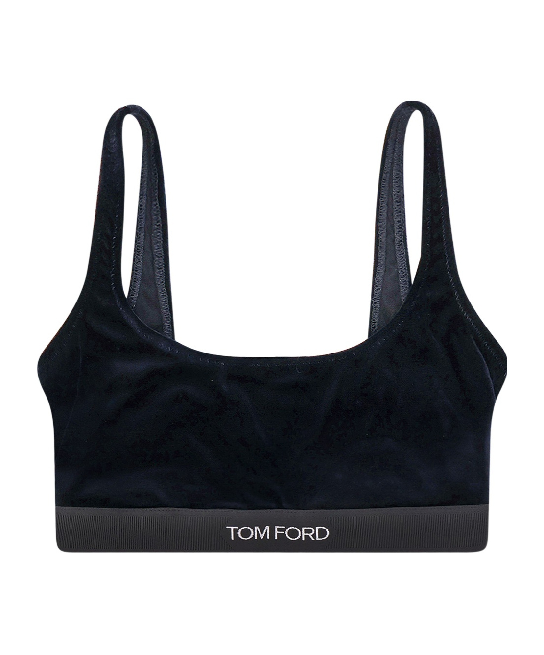 Tom Ford Stretch Lustrous Velour Signature Bralette In Blue