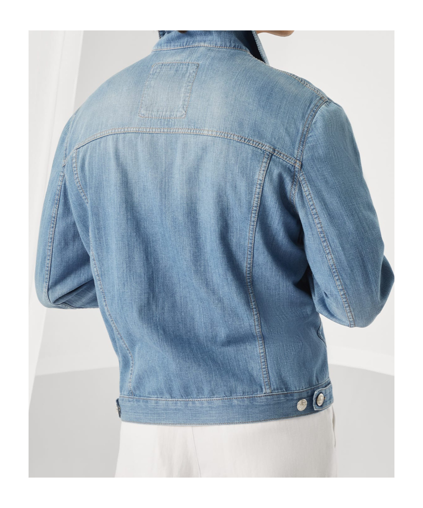 Brunello Cucinelli Blue Denim Cotton Jacket In White