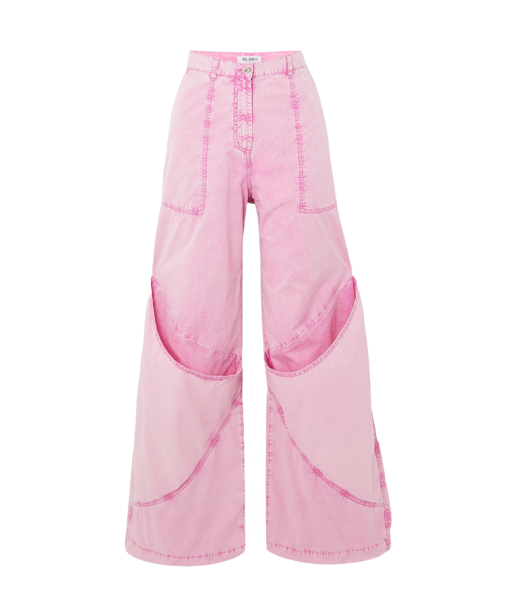 Attico Paneled Low-rise Wide-leg Jeans In Pink
