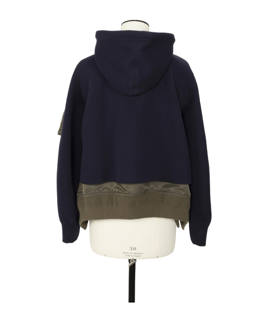 Sacai Sponge Sweat X Nylon Twill Hoodie In Black