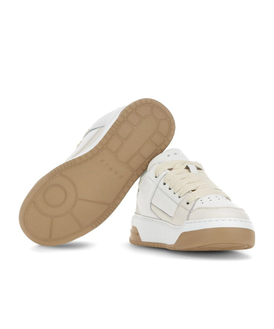 Hogan White Calf Leather Panelled Sneakers In White