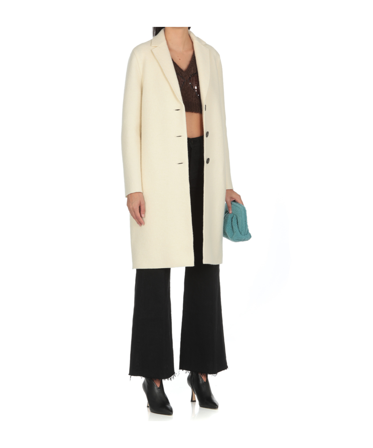Harris Wharf London Wool Single-breasted Coat In White