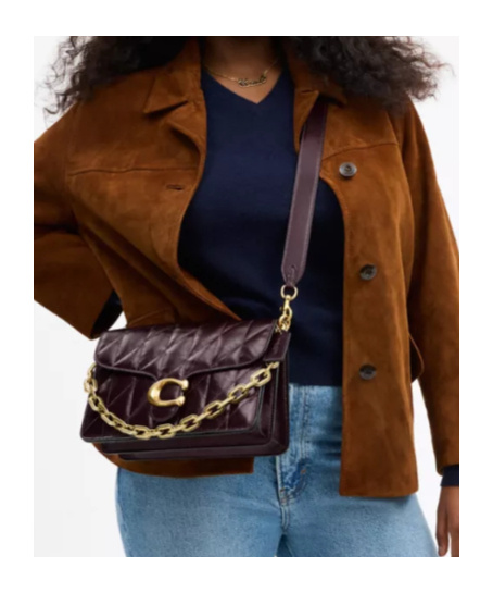 Coach Chain Tabby Shoulder Bag With Quilting In Purple