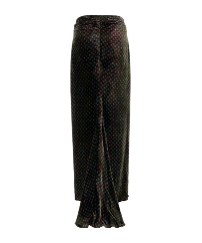 Dries Van Noten Printed Velvet Salix Skirt In Burgundy