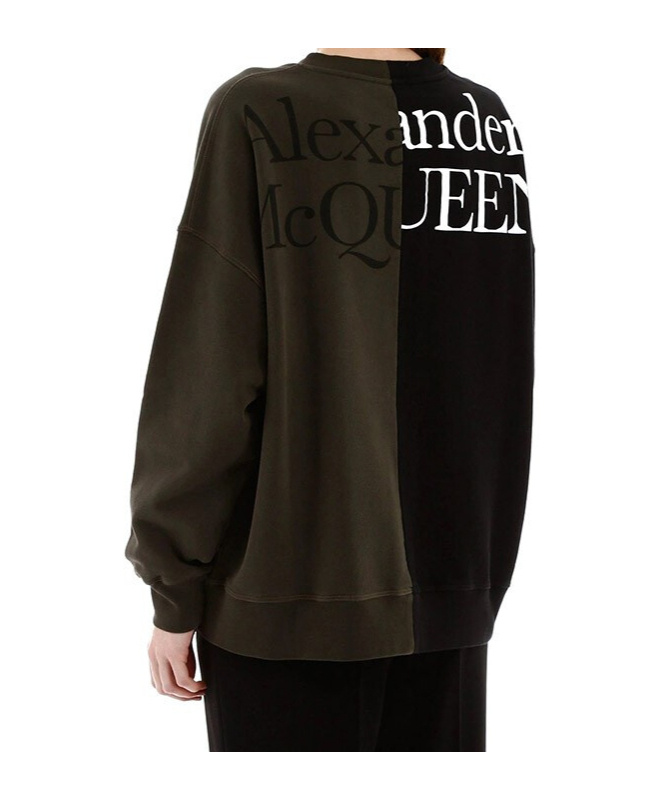 Alexander Mcqueen Rose Printed Casual Sweater In Black