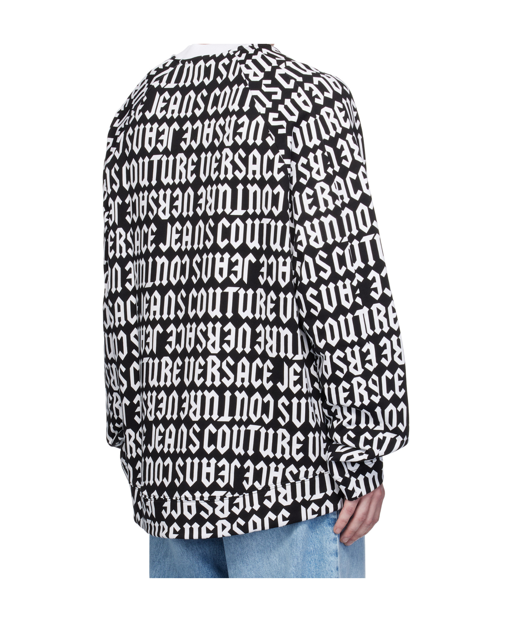 Shop Versace Jeans Logomania Pullover In Black