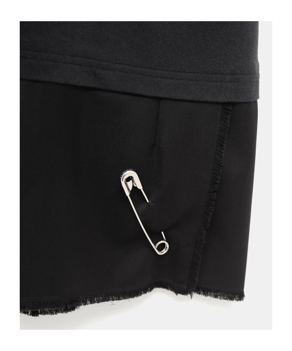 Balenciaga Black Layered Dress With Polo Shirt Style Collar And Safety Pin Detail In Cotton Woman In Black