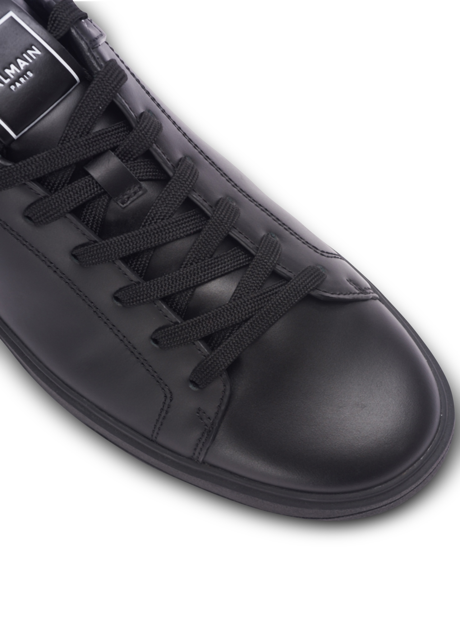 Balmain Black Low Top Sneakers With Logo In Leather In Black