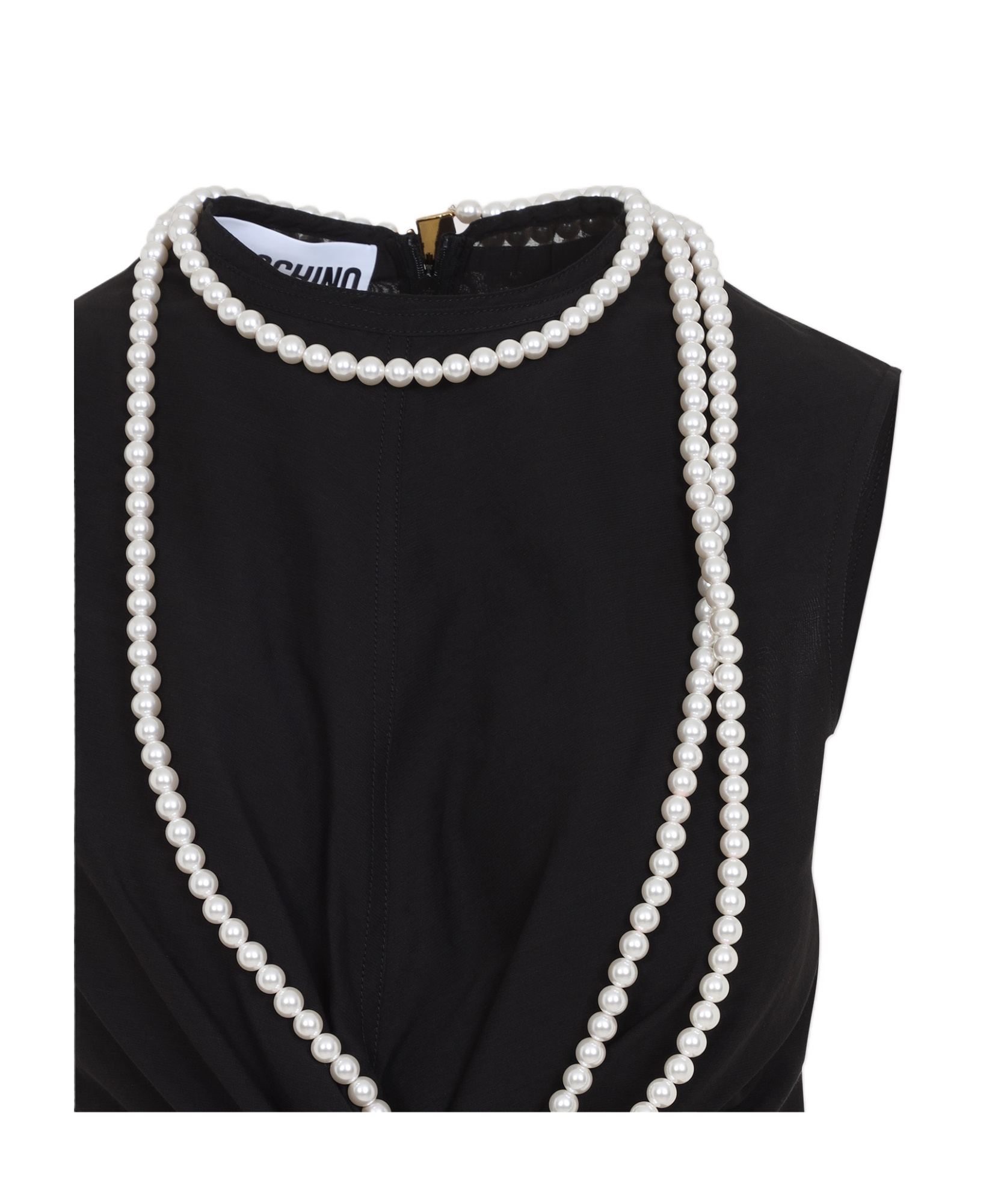Moschino Flared Hem Knot Detailing Pearl Embellishments In Black