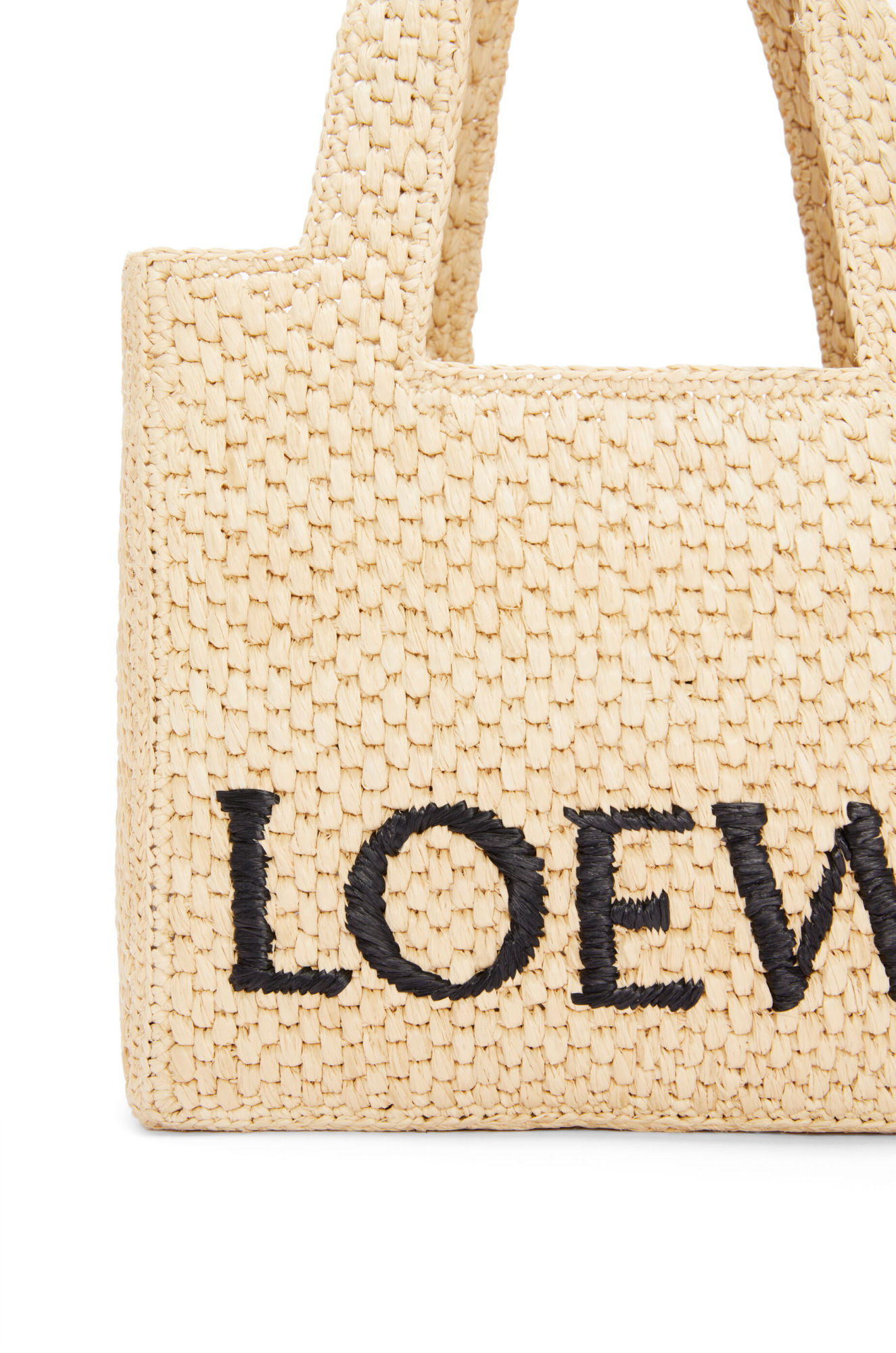 Loewe Logo-embroidered Raffia Tote Bag In Nude
