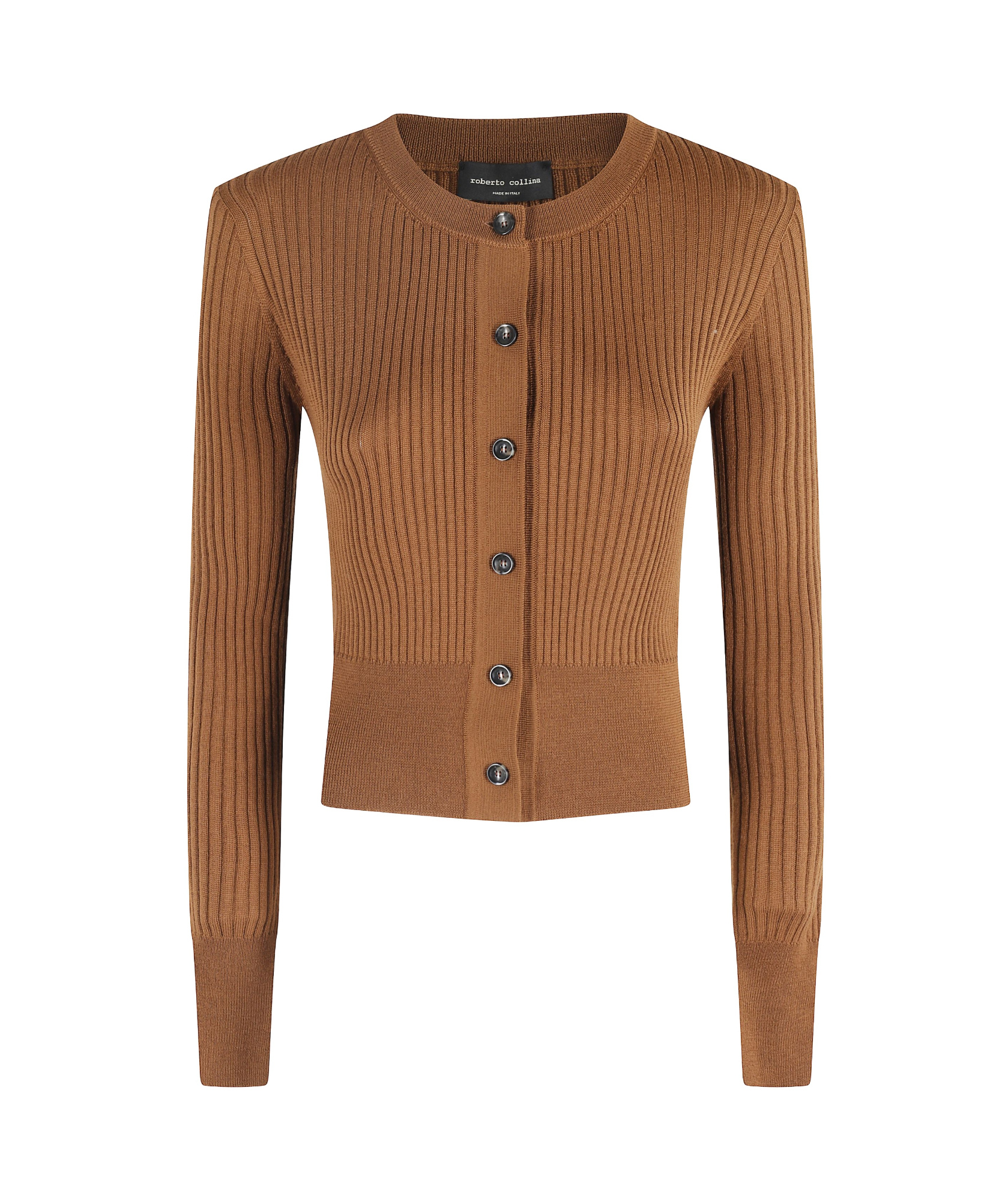Roberto Collina Ribbed Cardigan Knitwear In Brown
