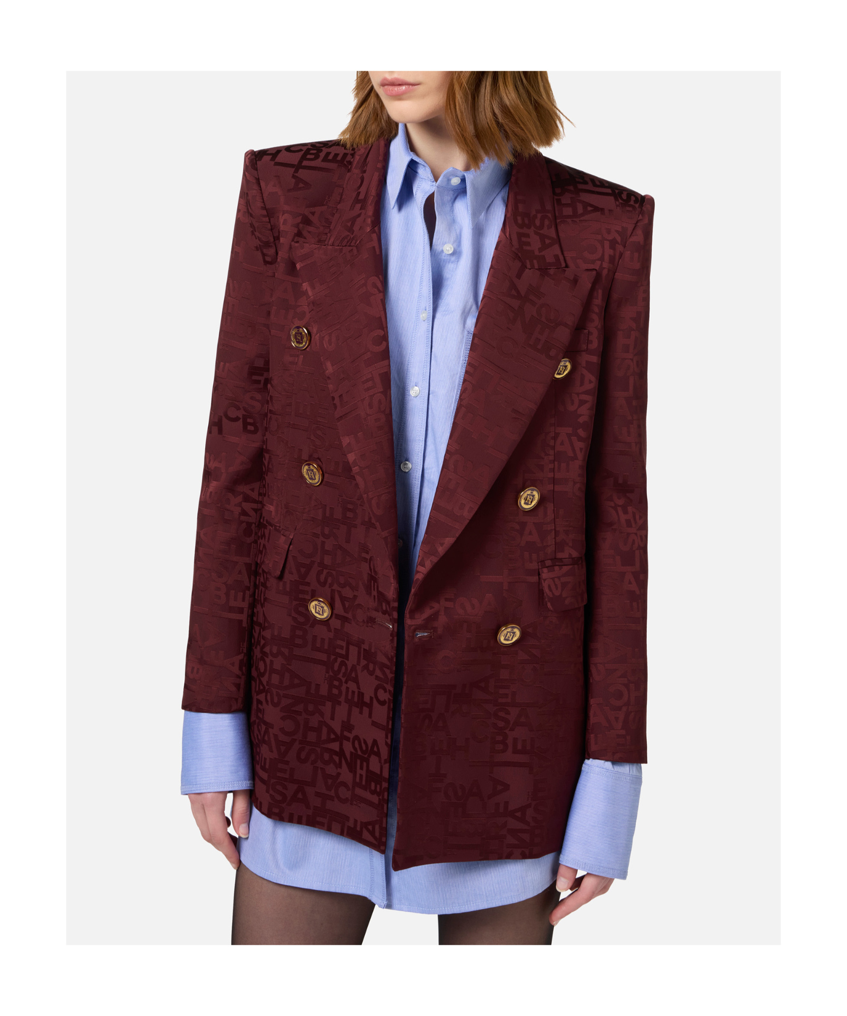 Shop Elisabetta Franchi Logo-jacquard Blazer In Red