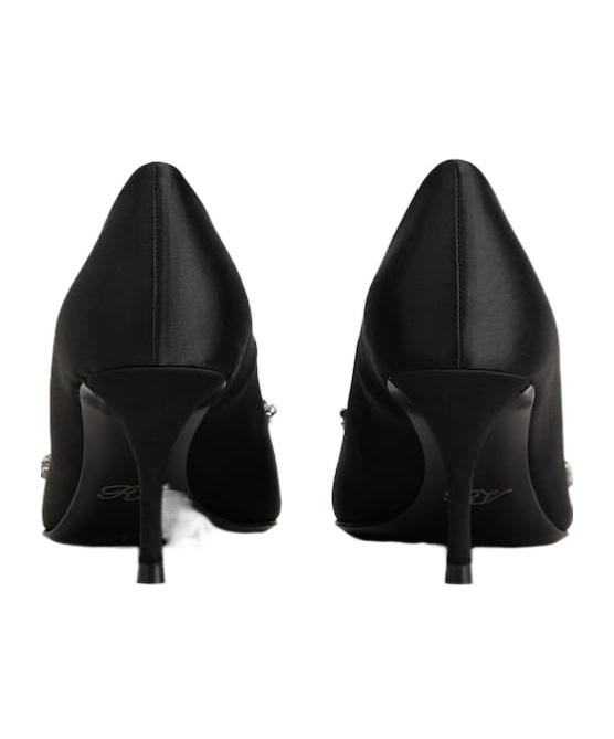 Roger Vivier Efflorescence Silk Satin Heels In Black