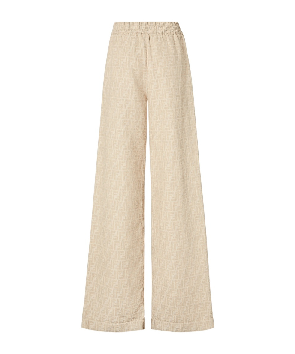 Fendi Women Ff Cotton And Linen Trousers In Neutral