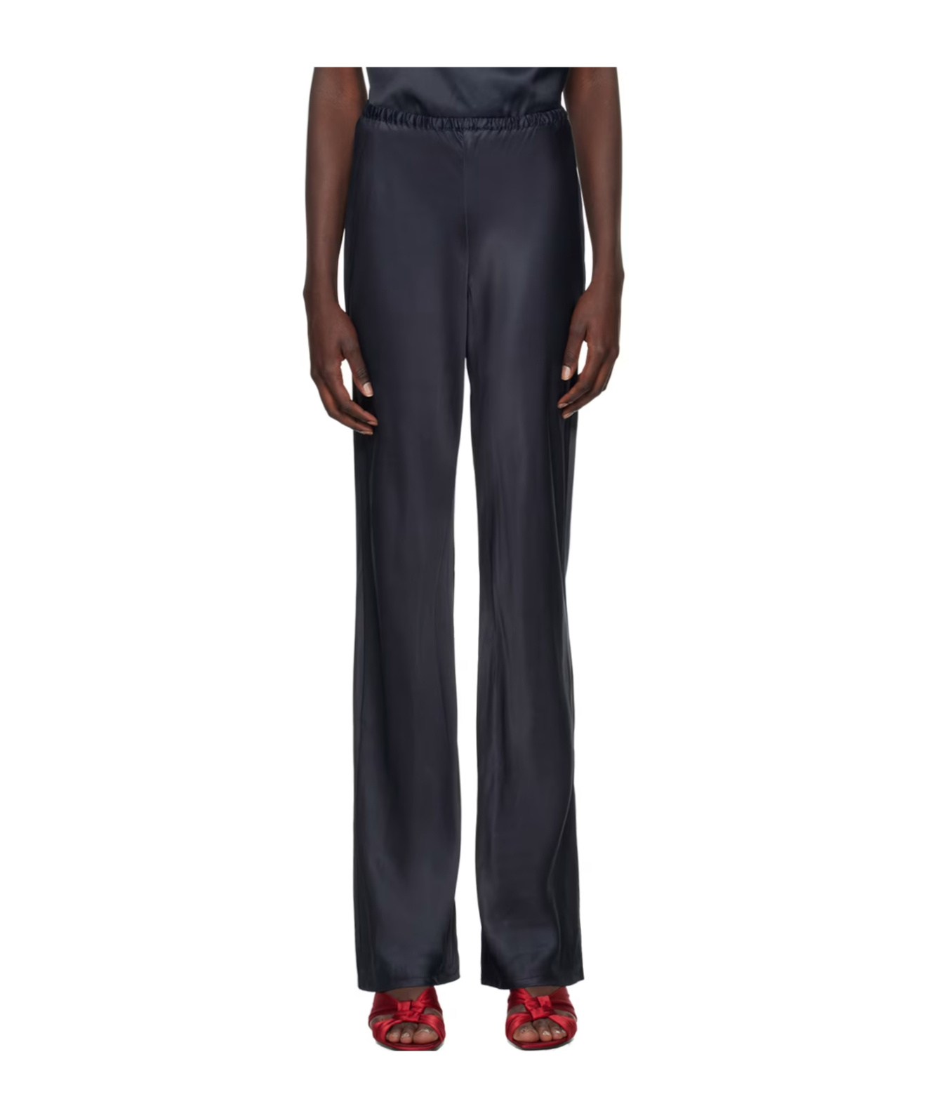 Baserange Elastic Waist Casual Pants In Black