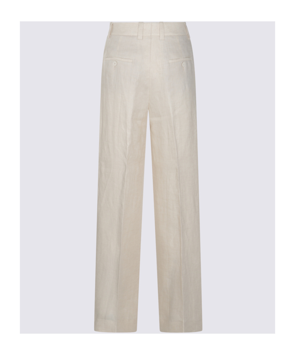 Incotex Trousers Linen Wide Leg In Nude