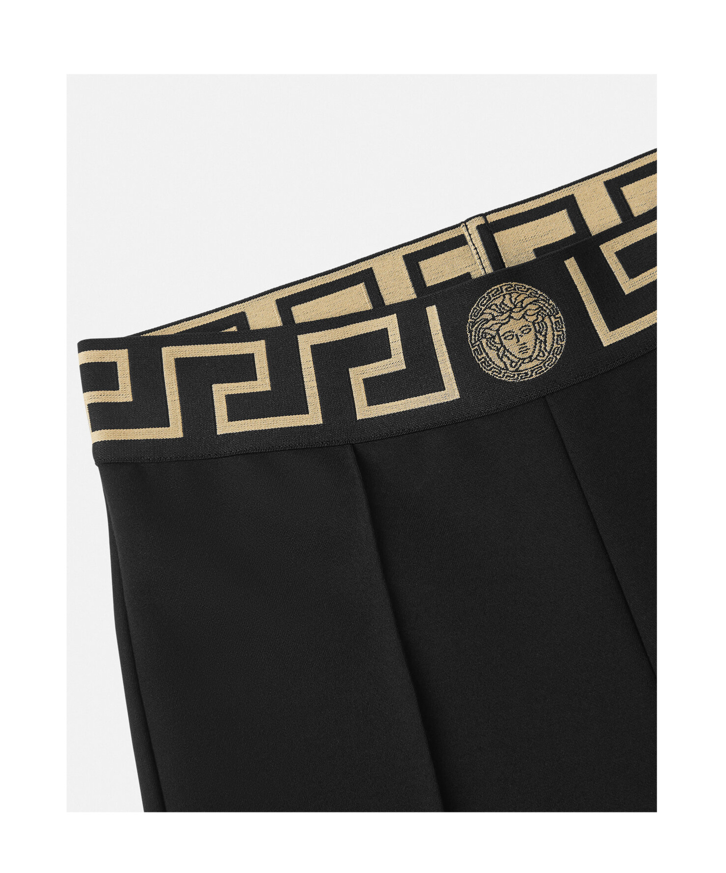 Versace Leggings Sportivi Con Sottopiede Bordo Greca In Black