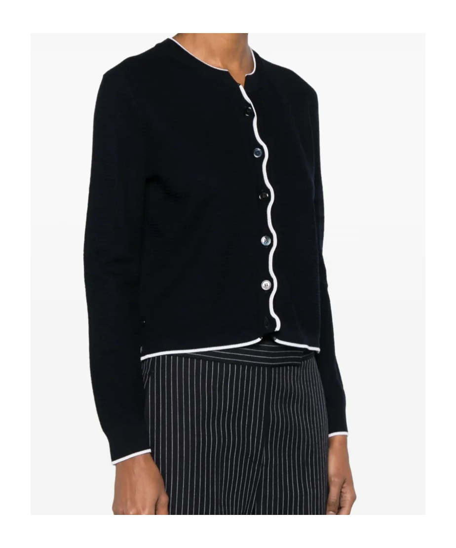 Thom Browne 4 Bar Stripes Textured Cardigan In Black
