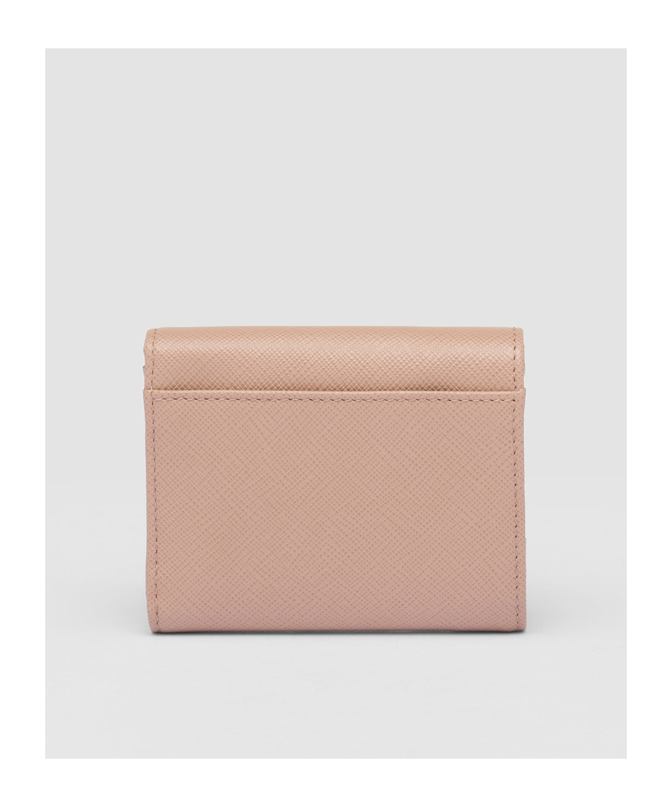 Prada Triangle Bifold Metallic Leather Wallet In Pink