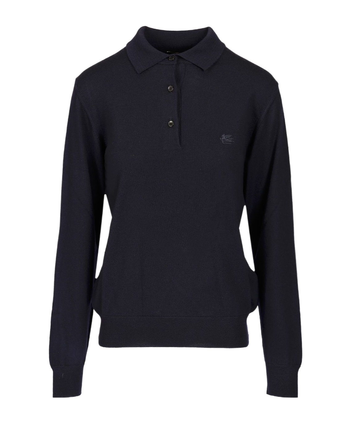 Etro Wool Polo Shirt Knitwear Blue In Black