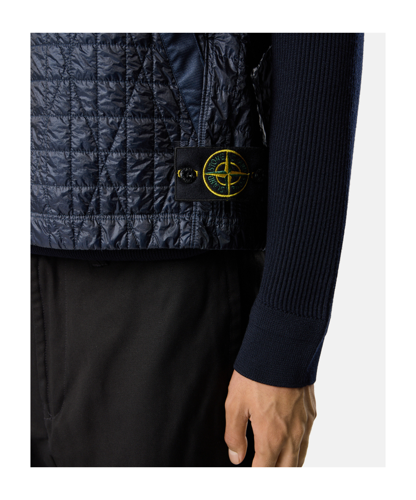 Stone Island Quilted Vest With Anti-drop And Wind Resistance In Blue