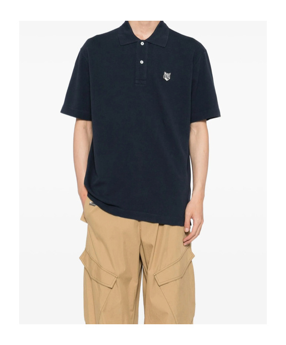 Maison Kitsuné Embroidered Logo Polo Shirt In Blue