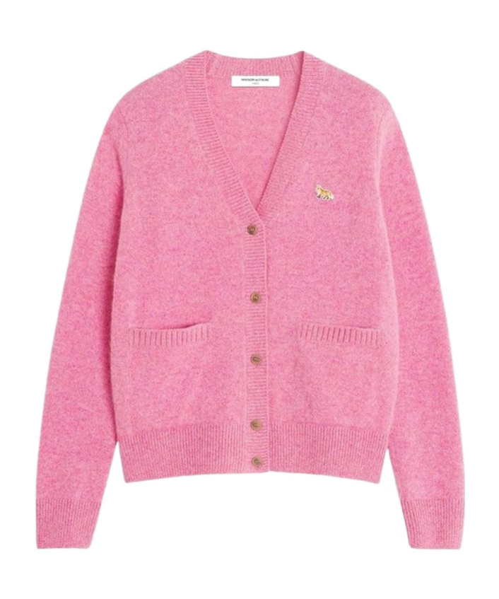 Maison Kitsuné Baby Fox Pocket Cardigan In Pink