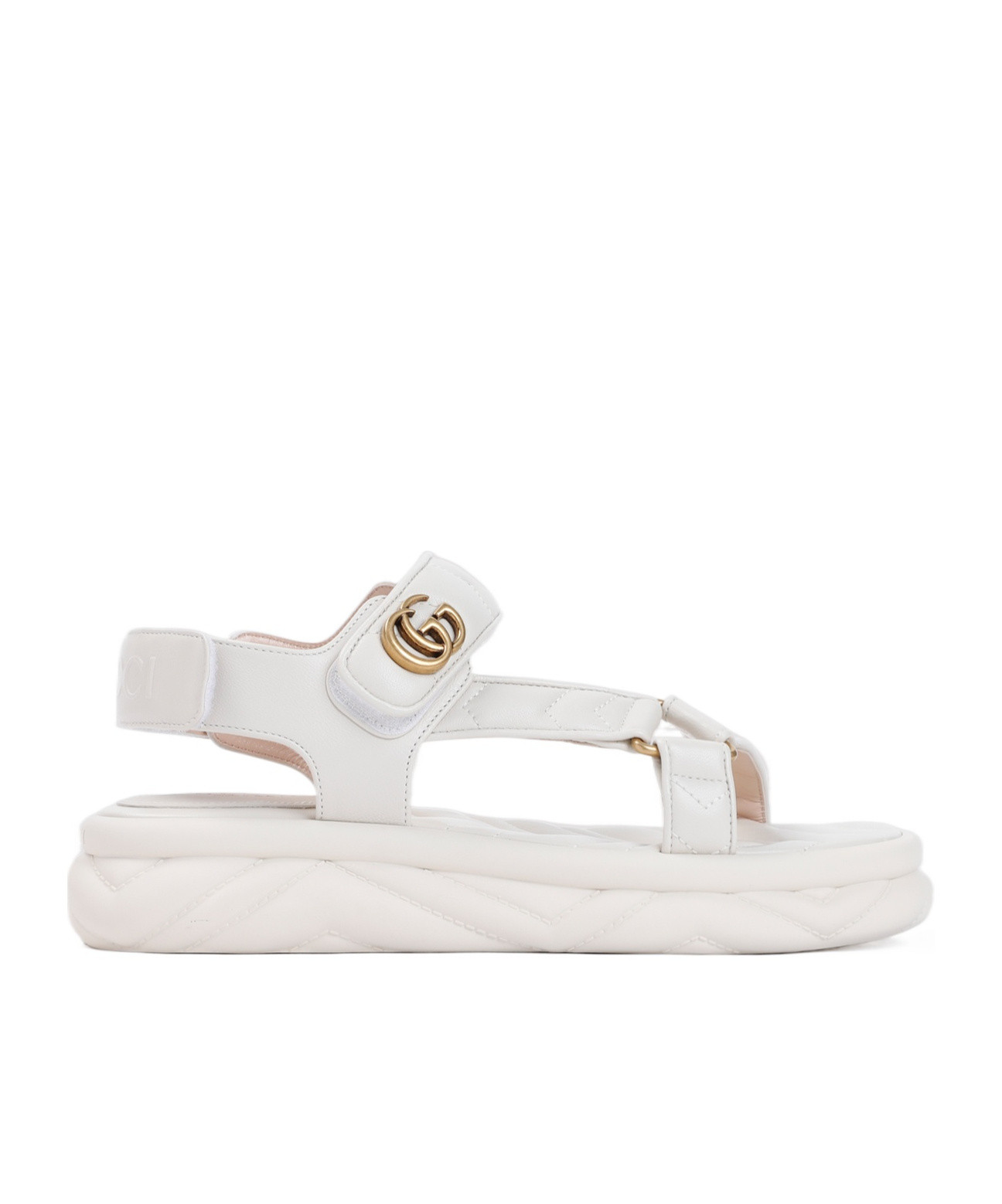 Gucci Double-g Leather Sandals In White