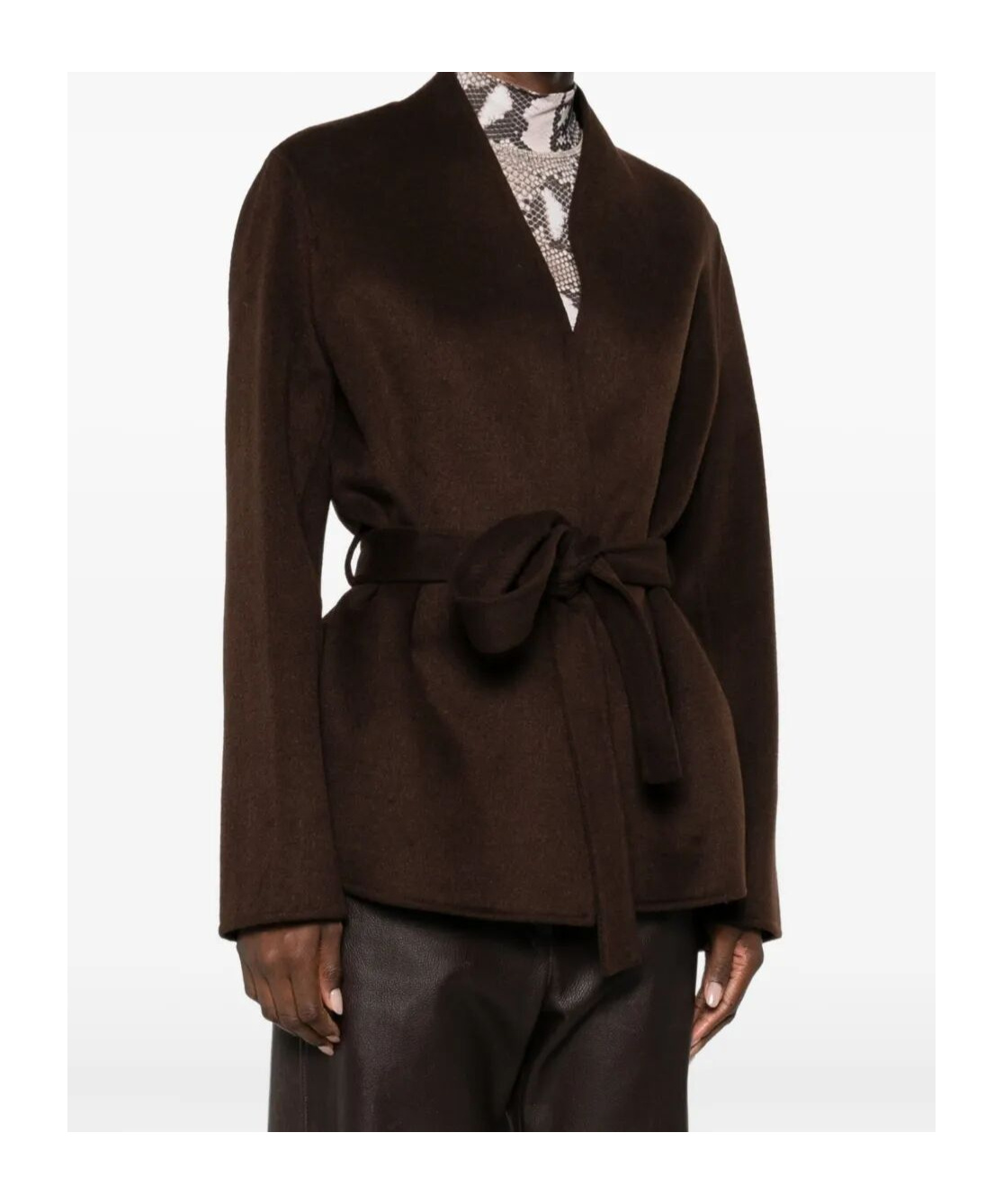Ermanno Firenze Belted Cropped Coat In Brown