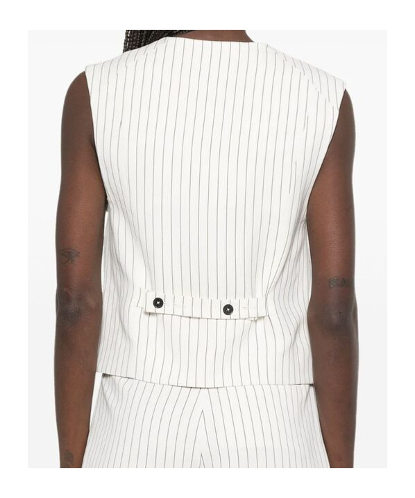 Shop Loulou Studio Striped Vest In Black