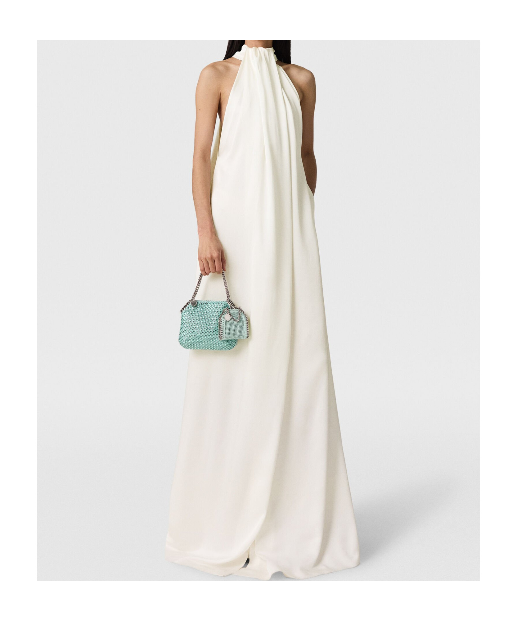 Stella Mccartney Halterneck Panel Maxi Dress In White