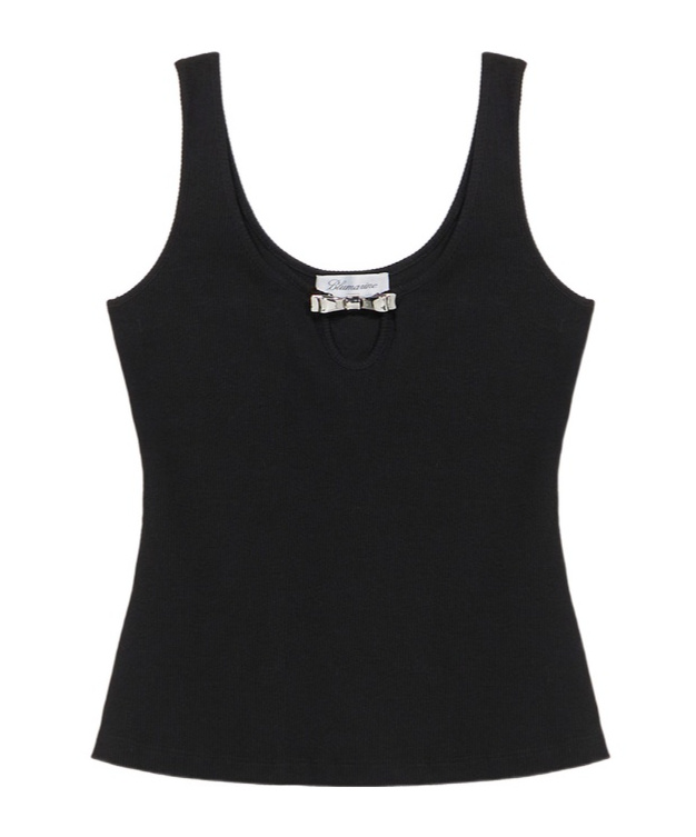 Blumarine Rib Knit Tank Top In Black
