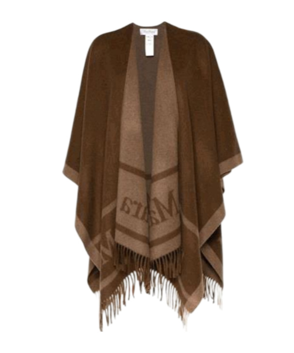 Max Mara Jacquard Cape In Brown