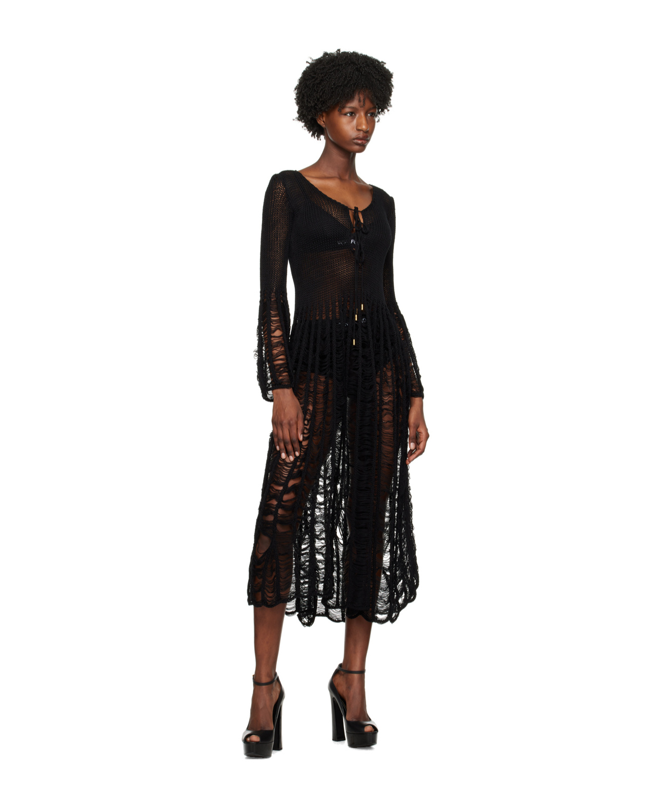 Tom Ford Large Ladder Long-sleeved Dress In Black