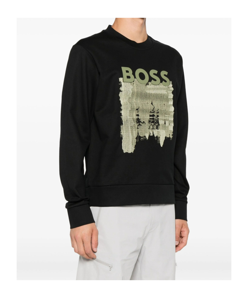 Hugo Boss Logo-print Cotton Sweatshirt In Black