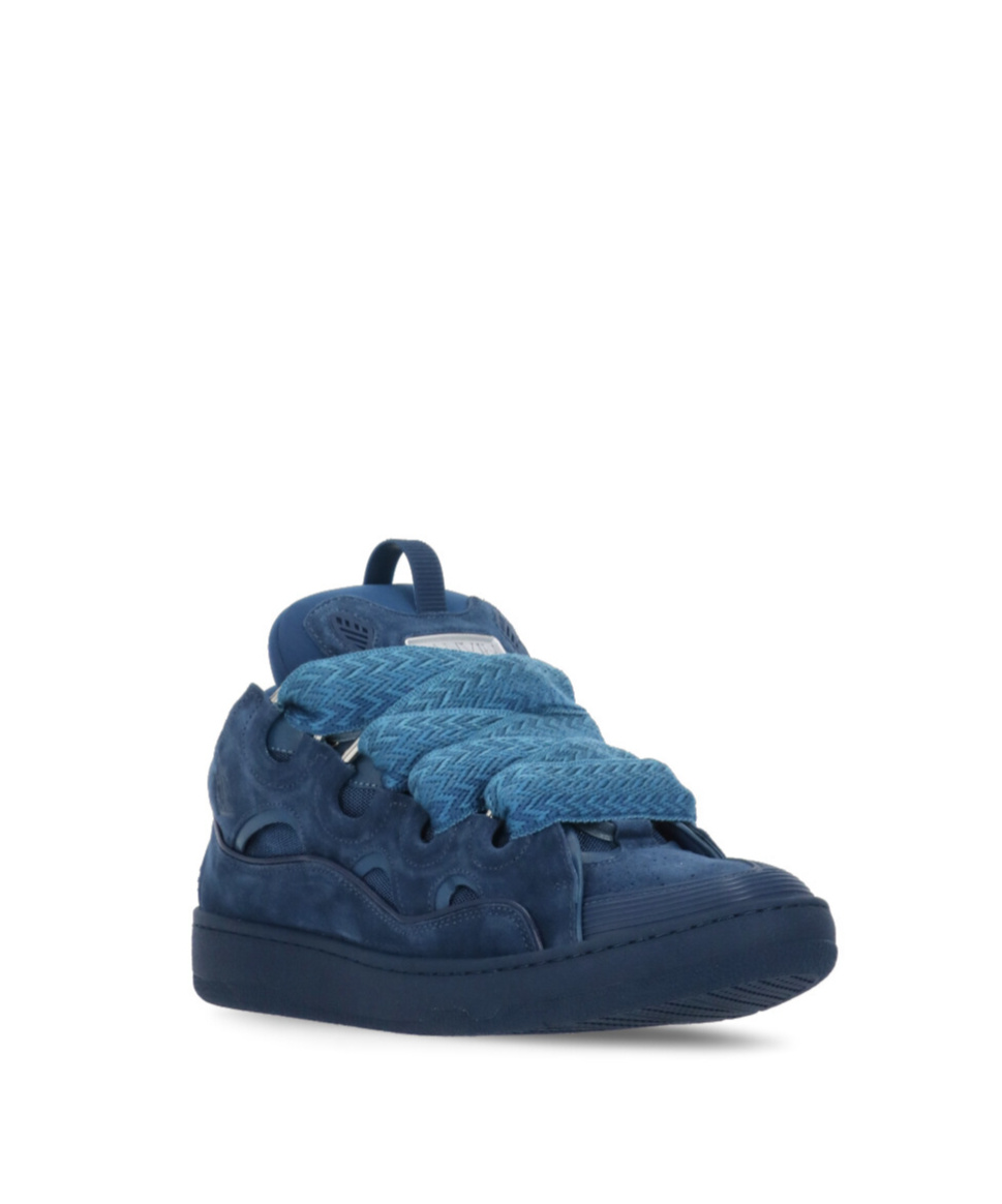Lanvin Unisex High-top Sneakers Herringbone Pattern In Blue