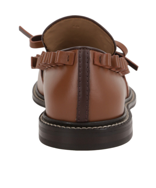 Jw Anderson Fringe Detail Bow Accent Loafers In Brown