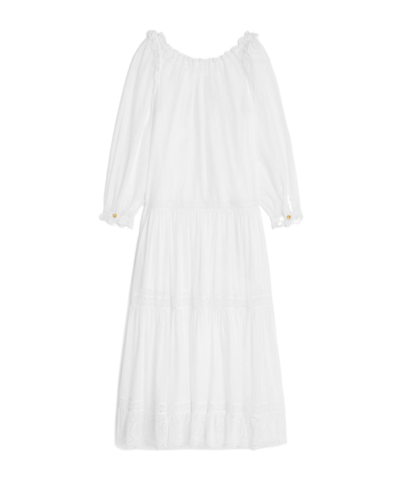 CELINE EMBROIDERED FOLK DRESS IN COTTON MUSLIN