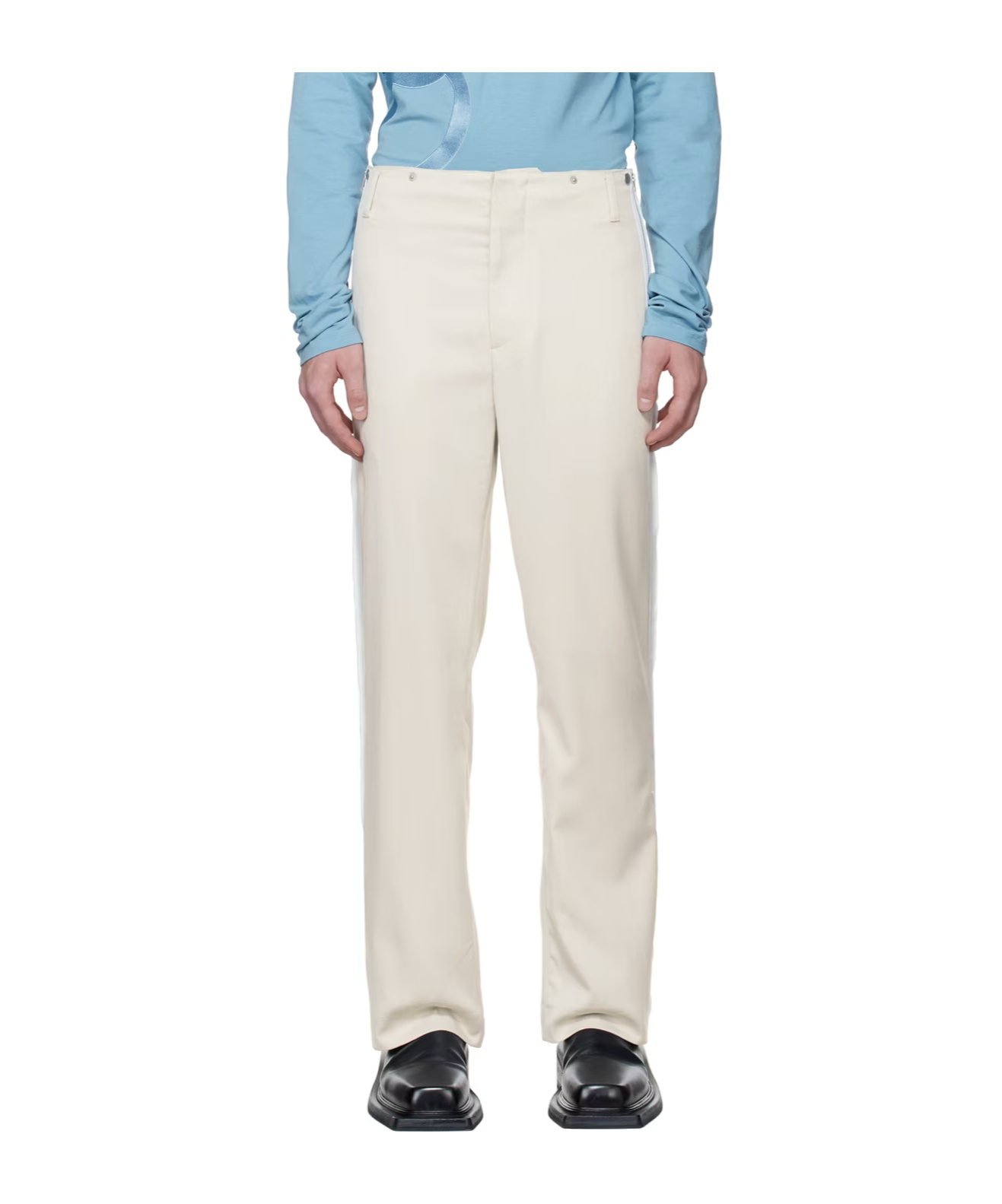 Open Yy Side Taped Pants In White